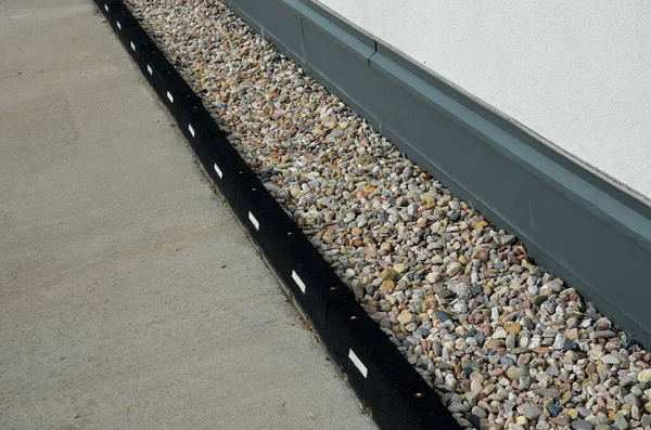 Roof Structure Roadway Bridge Made Concrete Curbs Pebble Barriers Formed — Photo
