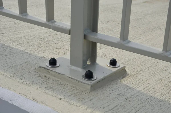 Railing Bridge Vertical Fence Bars Anchored Ground Four Concrete Screws — ストック写真