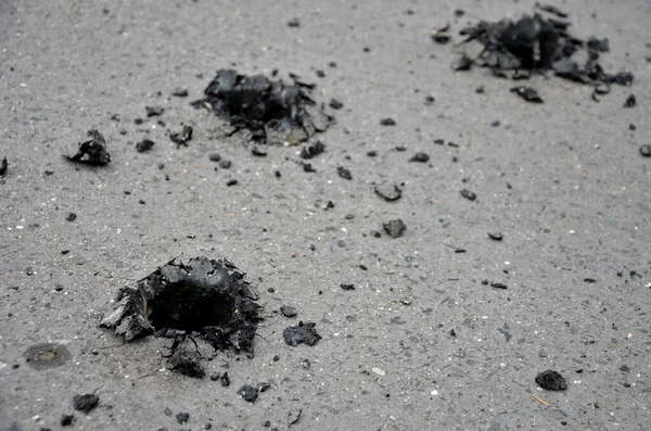 Shot Asphalt Roads Machine Guns Rockets Cluster Bombs Ordinary Repairs — Stock Fotó