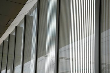 Kuş, sefety, caddede metal kirişlere gömülmüş bir karayolu köprüsünde ses geçirmez mavi cam duvar. Trafik gürültüsü azaldı. Çelik kablolarla insanların üzerine düşmemek için güvenlik koruması