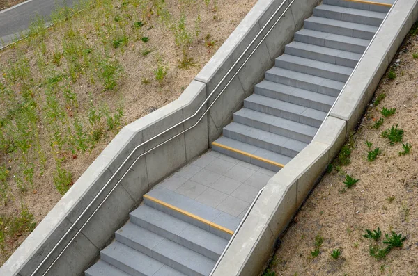 Staircase Concrete Sides Public Building Safe Staircase Has Two Handrails — ストック写真