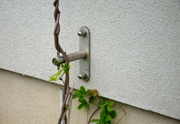 High Metal Trellises Made Interconnected Stainless Steel Cables Attached Wall — Fotografia de Stock