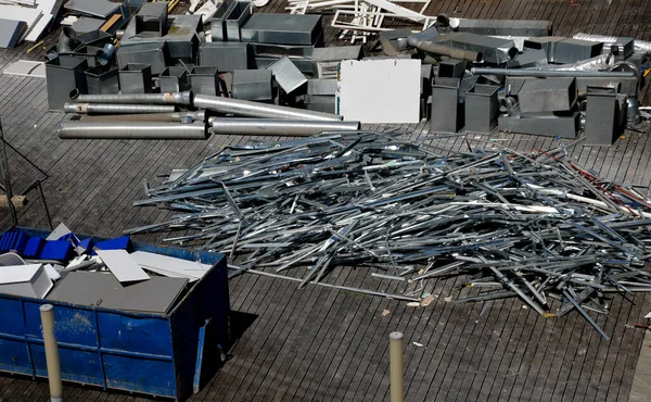 Recycling Old Structural Iron Plasterboard Steel Construction Profiles Piles Front — 스톡 사진