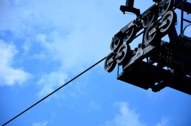 Eski bir kayak asansörü, bir halat ve plastik plakalı bir çubuk yardımıyla, kayakçının reddettiği, ya da oturur ve kendini sonuna kadar kaldırmasına izin verdiği yer. Pervane gergin iplere tutunur..