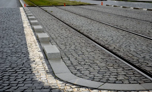 Grassing Train Tracks Tram Tracks City Part Automatic Irrigation Retractable — Stock Photo, Image