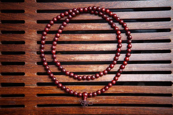 Perles Bouddhistes Bracelets Fond Sombre — Photo