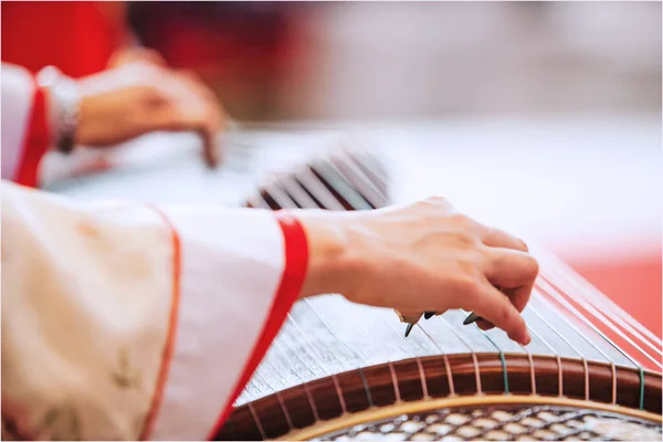 Geleneksel Çin Kültürü Guzheng Oynuyor - Stok İmaj