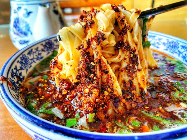 Lanzhou Beef Ramen Restaurant China Noodles Food Lanzhou Carne Res — Foto de Stock