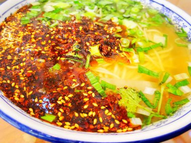 Lanzhou Biftek Ramen Lokantası, Çin Erişte Yemeği, Lanzhou bifteği elle yapılan erişte.