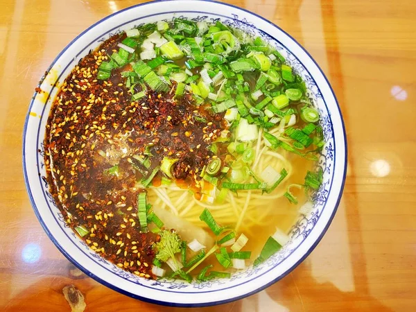 Lanzhou Beef Ramen Restaurant Noodles Cinese Cibo Lanzhou Manzo Tagliatelle — Foto Stock