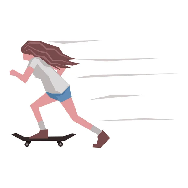 年轻女子滑冰说明 — 图库矢量图片