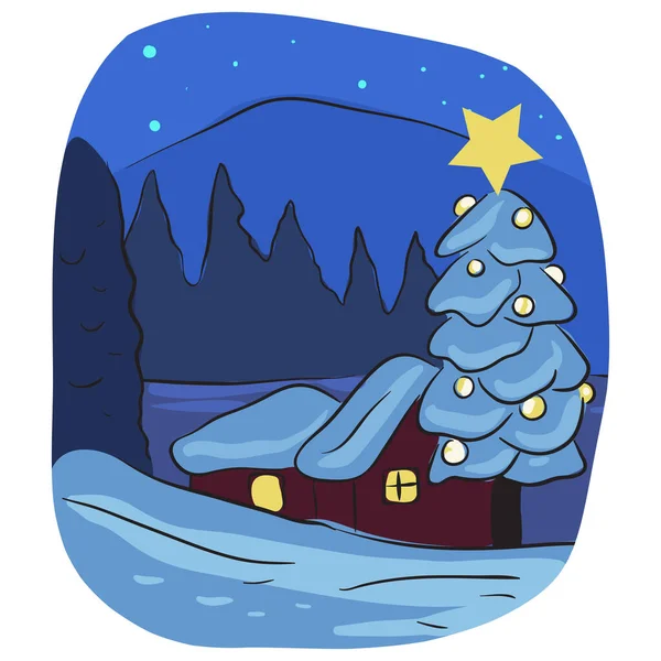 Illustration Vectorielle Nuit Noël — Image vectorielle