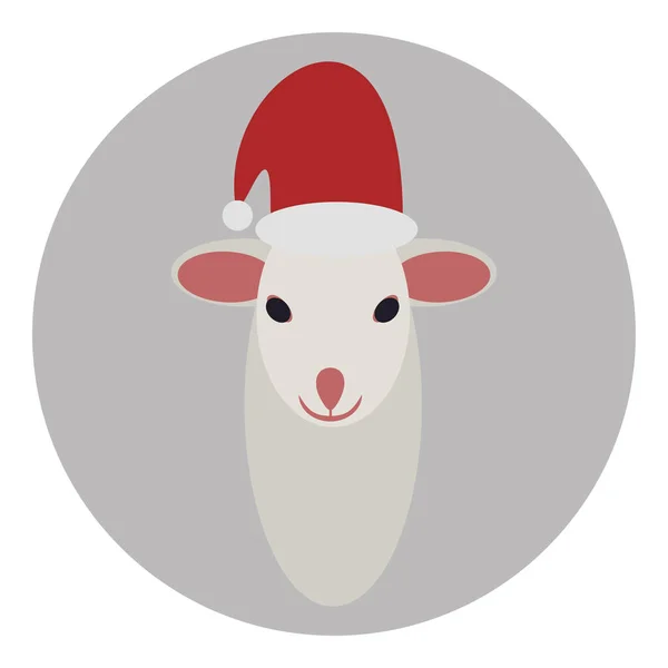 Petit Vecteur Icône Tête Mouton Noël Blanc — Image vectorielle