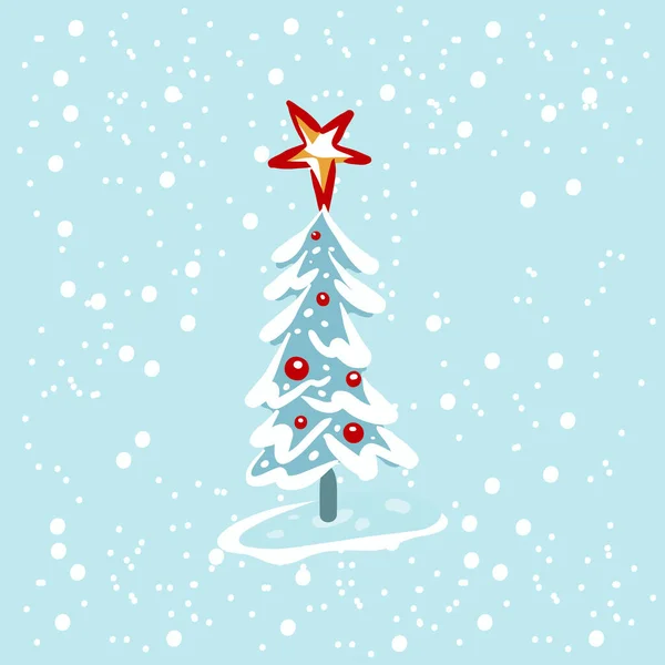 Verschneite Weihnachtsbaum Clip Art — Stockvektor