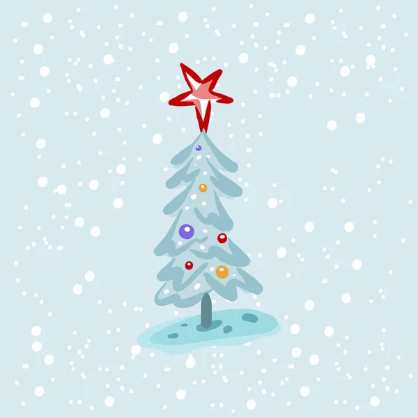 Verschneite Weihnachtsbaum Illustration Vektor — Stockvektor