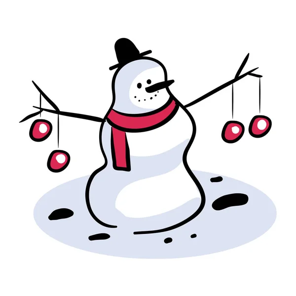 Snowman Clip Art Illustration Vecteur Isolé — Image vectorielle