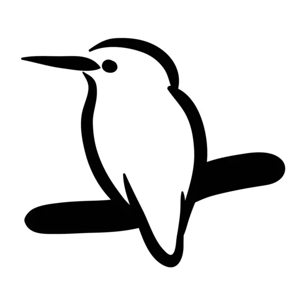 Kingfisher Linje Konst Vektor Illustration Isolerad — Stock vektor