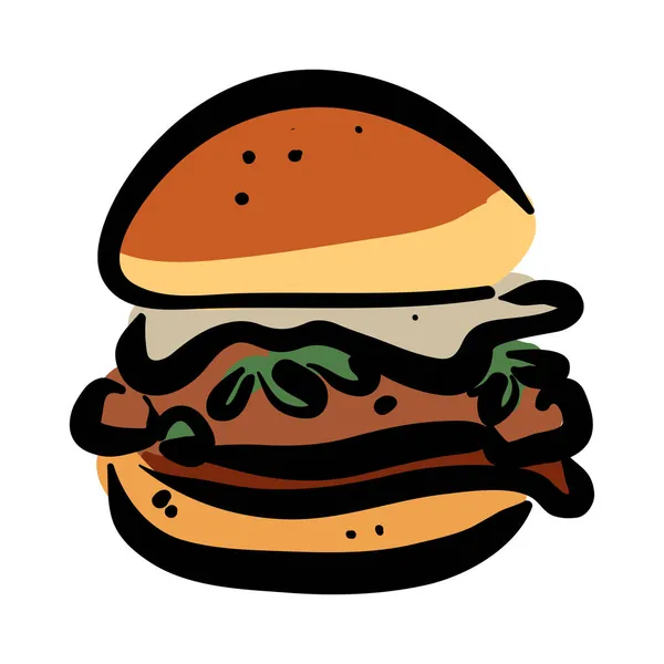 Burger Klipp Konst Vektor Illustration Isolerad — Stock vektor