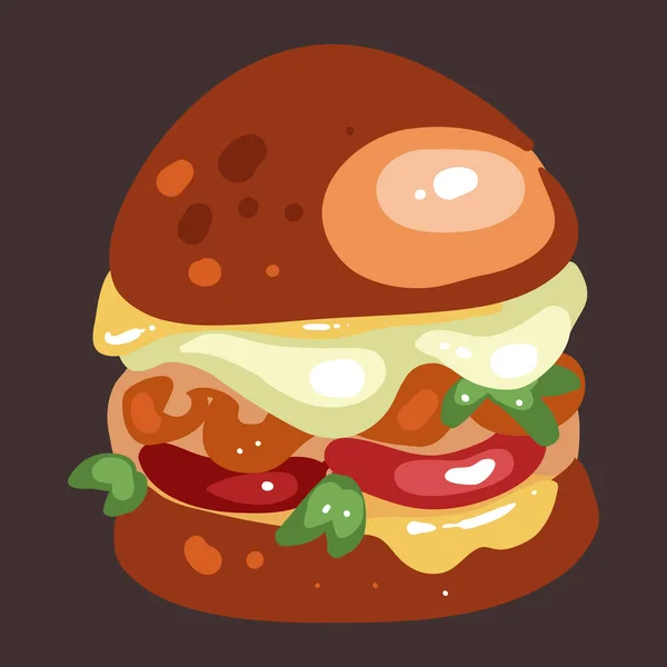 Carne Burger Vector Ilustrație Izolată — Vector de stoc