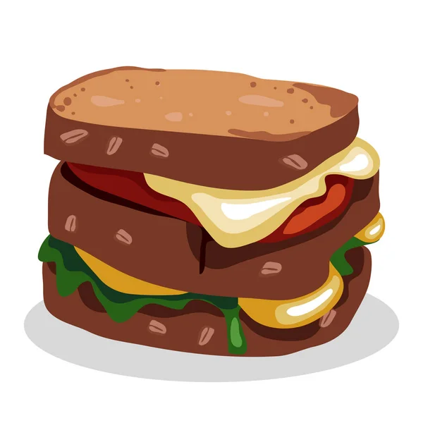 Sándwich Vector Ilustración Aislado — Archivo Imágenes Vectoriales