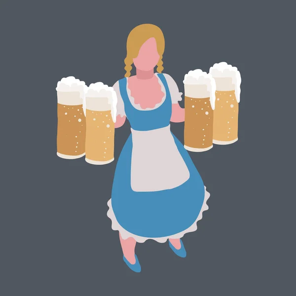 Girl Holding Beer Bottles Clip Art — Stock Vector