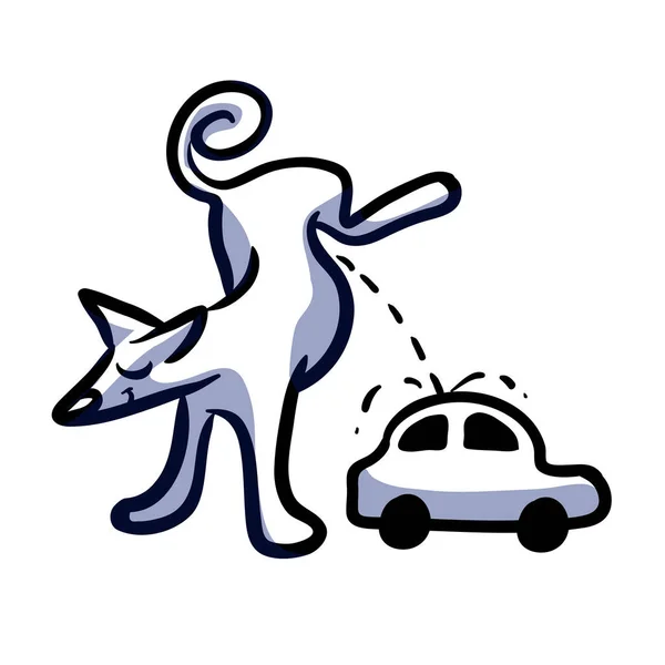 Hund Kissar Bilen — Stock vektor