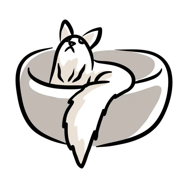 Fluffy White Cat Clip Art Logo Illustration — ストックベクタ