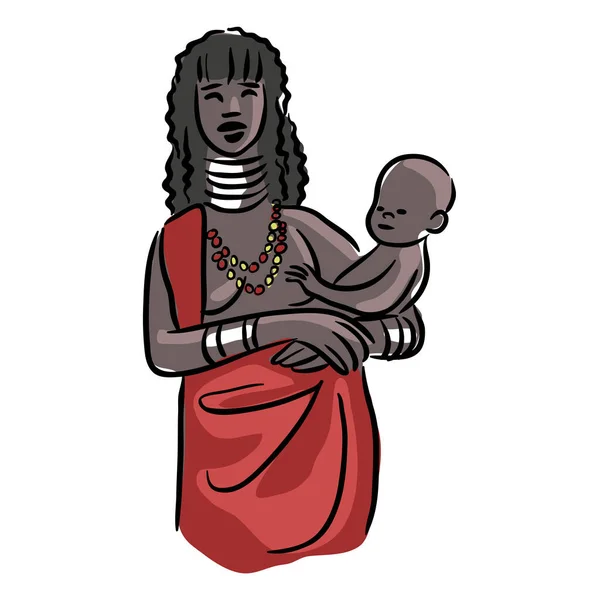 Mulher Africana Com Criança —  Vetores de Stock