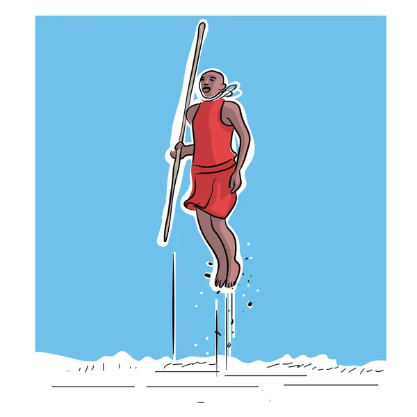 ชายแอฟร นเต าเช อชาต กระโดดเต นแอฟร — ภาพเวกเตอร์สต็อก