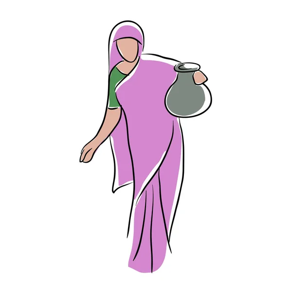 Kobieta Wodą Puli Ilustracji — Wektor stockowy