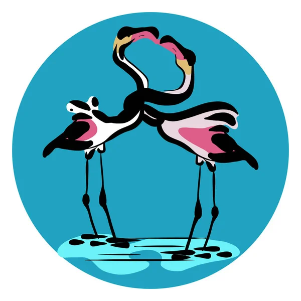 Flamingo Aves Amor Vector Ilustración — Vector de stock