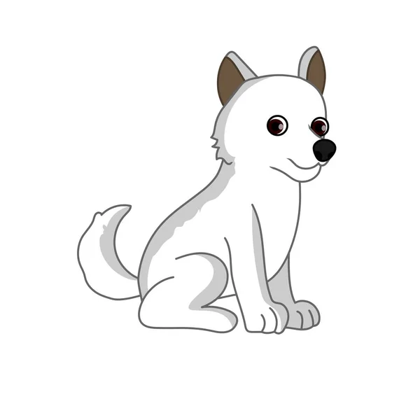 Witte Hond Clipart Vector Illustratie — Stockvector