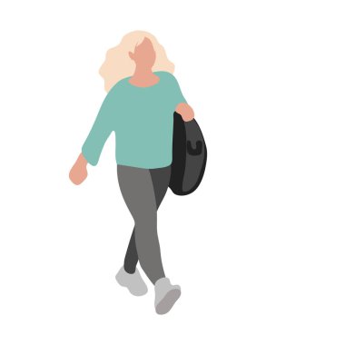 Genç kadın yürüyüş vektör illüstrasyon