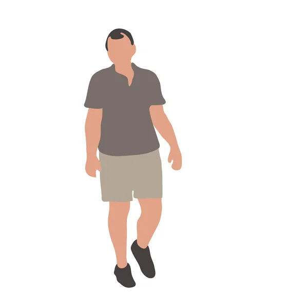 Young Man Walking Vector Illustration White Background — Vetor de Stock