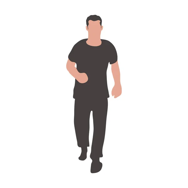 Young Man Walking Vector Illustration White Background — Vetor de Stock