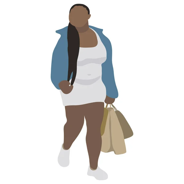 Ung Elegant Kvinna Promenader Efter Shopping — Stock vektor