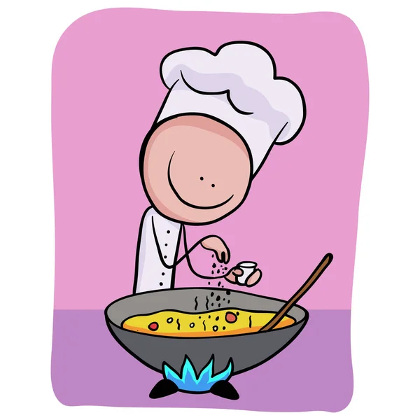 Chef Making Tasty Food Clip Art — Stock Vector