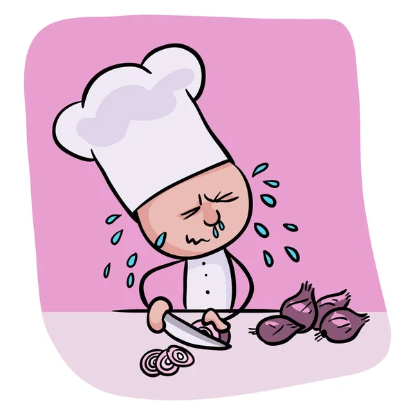 Chef Cutting Onion Illustration — Archivo Imágenes Vectoriales