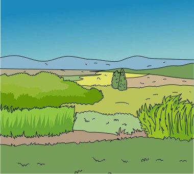 Famland Peyzaj Vektörü illüstrasyonu