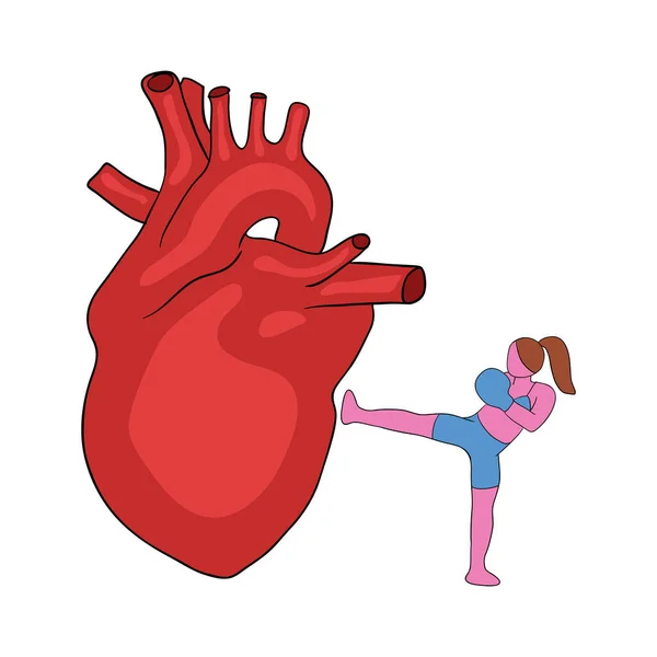 Woman Boxing Heart Vector — ストックベクタ