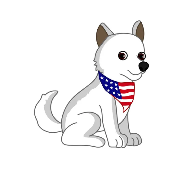 Patriotic White Dog Clipart — 스톡 벡터