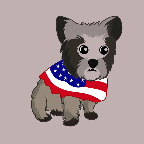 Patriotic Yorkshire Terrier Dog Vector — Stockový vektor