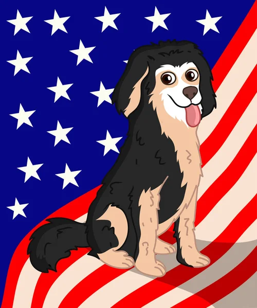 Patriotic Bernese Mountain Dog Vector — 스톡 벡터