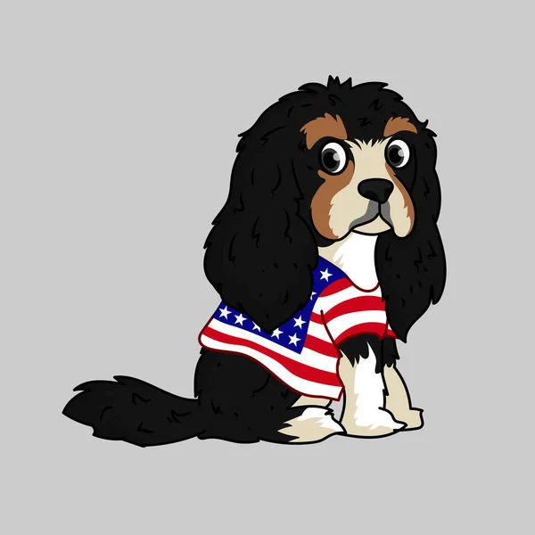 Patriotic Cavalier King Charles Spaniel Dog — Stockový vektor
