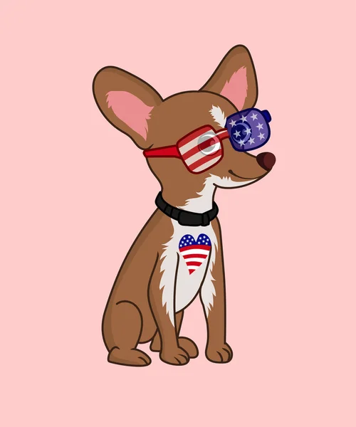 Patriotic Chihuahua Dog Vector Illustration — Stockový vektor