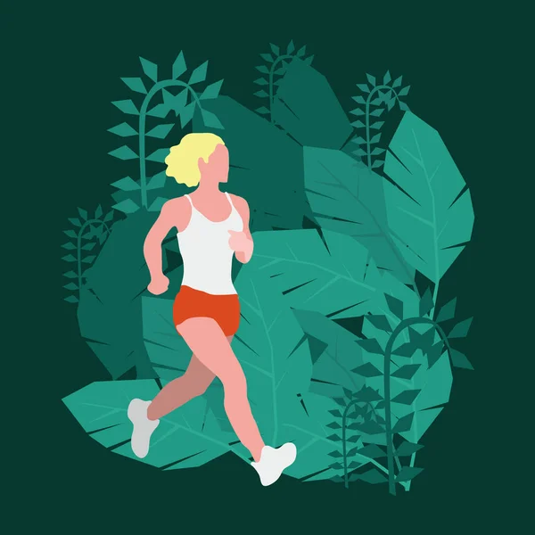 Correr Mujer Naturaleza Ilustración — Vector de stock