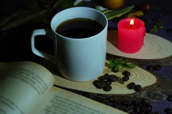 Coffee Candle and Book