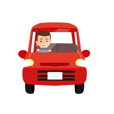 Adam sürücü araba clipart vektör çizimi izole