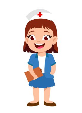 Hemşire illüstrasyonu. Güzel kız Clipart vektör çizimi izole edildi