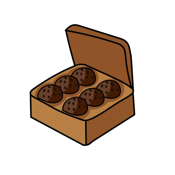 Chokladask Clipart Vektor Illustration Isolerad — Stock vektor